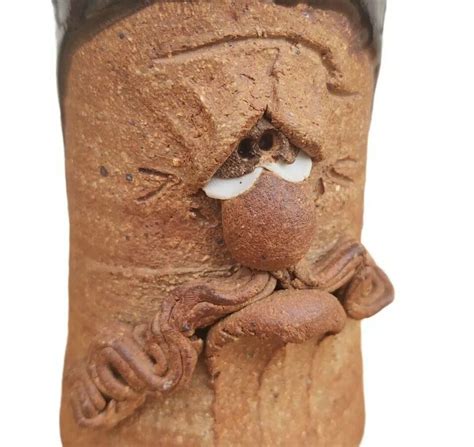 Vintage Funny Face Mug Art Pottery Coffee Cup Handmade Stoneware