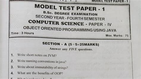 Anu Degree Th Sem Oop S Using Java Model Papers Youtube