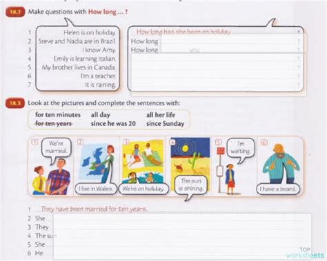 Present Perfect Sincefor Interactive Worksheet Topworksheets