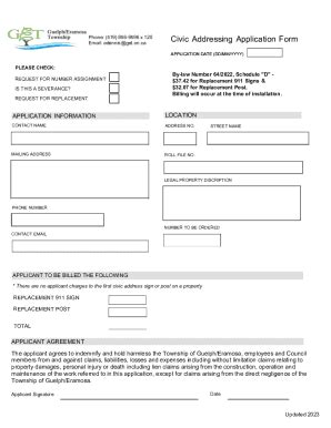 Fillable Online Civic Addressing Application Form Civic Addressing