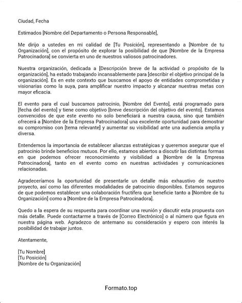 Ejemplo De Carta De Solicitud De Patrocinio