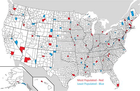 The most and least populated county in each state [1513x983] : MapPorn