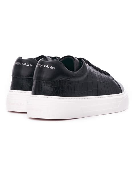 Rizz Lizz Genuine Leather Sneakers Shoes in Black | Martin Valen