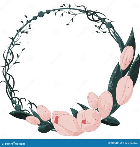 Tulips Wreath Vector Illustration Stock Vector Illustration Of