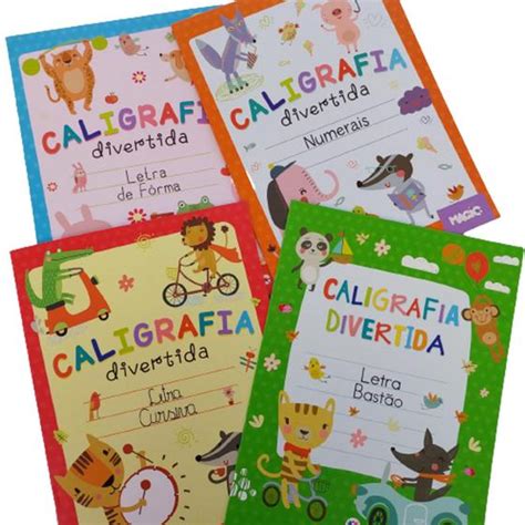 Kit 04 Livros Caligrafia Divertida Letra Cursiva Letra De Forma