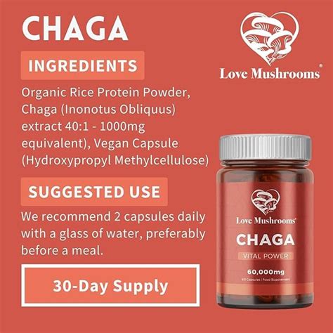 Chaga Capsules 60 60000mg Chaga Mushrooms