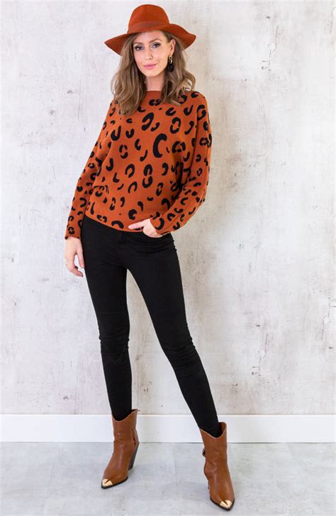 Leopard Oversized Trui Terracotta Fashionmusthaves Nl