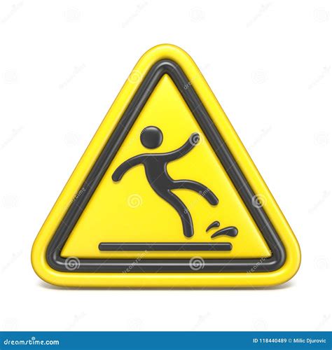 Wet Floor Sign Yellow Triangle With Falling Man 3d Stock Illustration