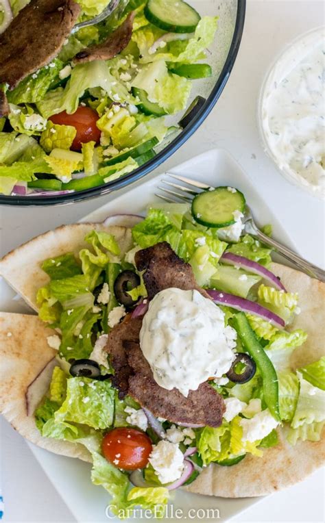 Greek Gyro Salad with Tzatziki - Carrie Elle