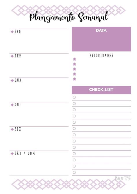 Planner Semanal Vertical Pdf Elo7 Produtos Especiais Planejador Imprimível Planejamento