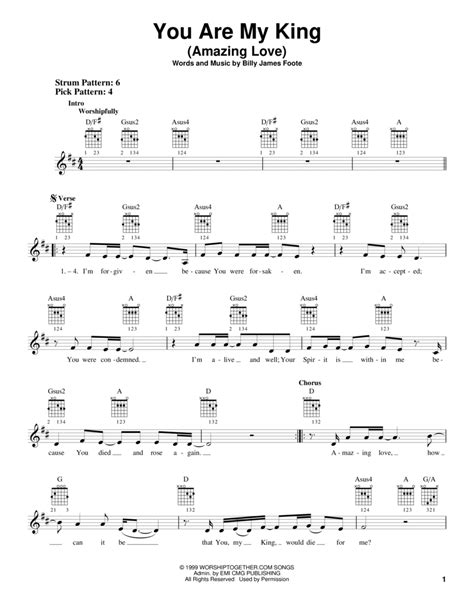 You Are My King Amazing Love By The Newsboys Easy Guitar Digital Sheet Music Sheet Music