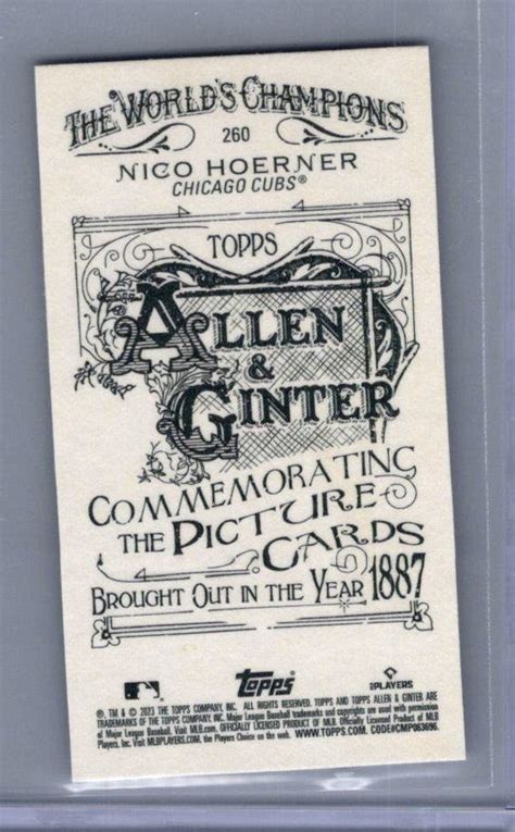 2023 Topps Allen Ginter Back Mini 260 Nico Hoerner Chicago Cubs EBay