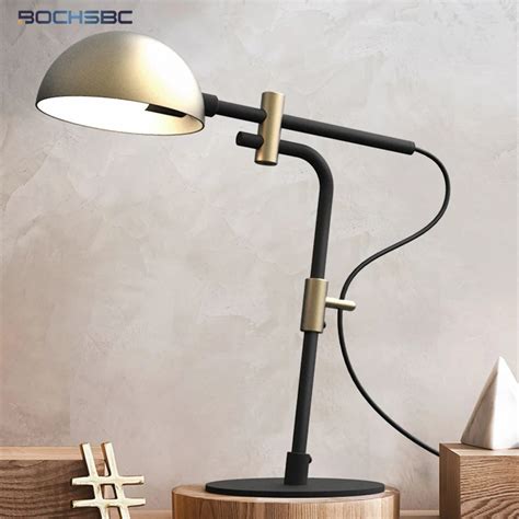 Bochsbc Modern Iron Art Desk Lamp Pole Long Lampshade Adjustable