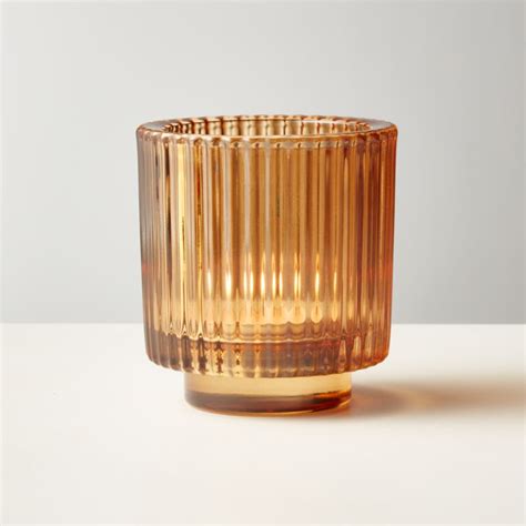 Ezra Amber Glass Modern Votive Candle Holder Reviews Cb2 Canada