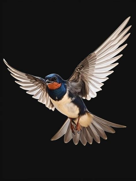 Premium AI Image Barn Swallow Flying Wings Spread Bird Hirundo Rustica