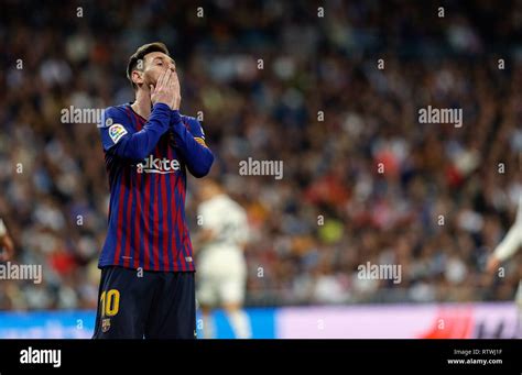 FC Barcelona's Lionel Messi reacts during La Liga match between Real ...