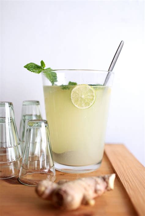 Ginger Ale Punch With Home Made Ginger Extract Lime Lemon And Mint