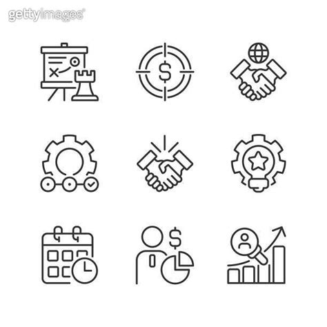 Business Activities Pixel Perfect Linear Icons Set 이미지 1395319491