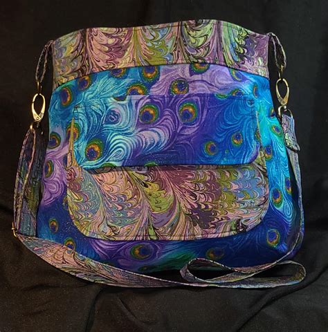 Peacock Oil Slick Thistle Pocket Crossbody Tote Made To Etsy