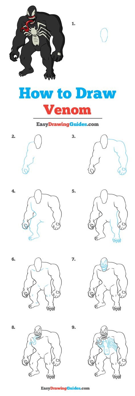 How to Draw Venom - Really Easy Drawing Tutorial