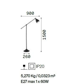 Lampada Da Terra Metallo Nera Direzionabile Con Faretto IDEAL LUX