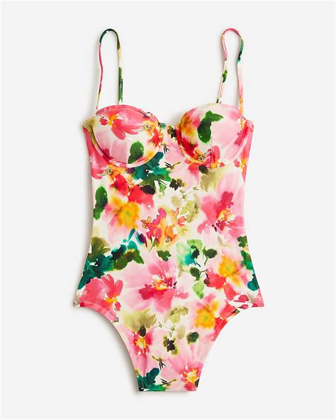 J Crew Balconette Underwire One Piece Swimsuit In Floral For Women