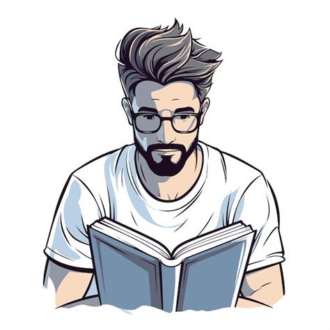 Premium Vector Man Reading A Book Vector Illustration Of A Man