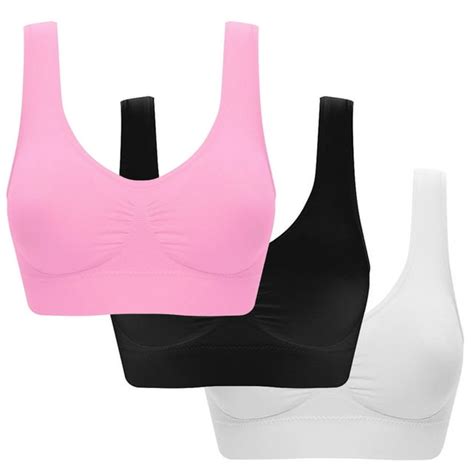 Fafwyp Women S 3 Pack Plus Size Sports Bras High Impact Wirefree Removable Pads