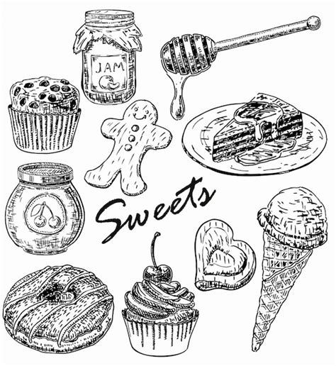 Premium Vector Hand Drawn Style Sweets Set