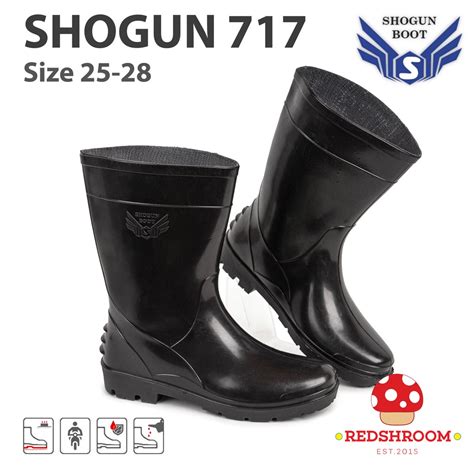 Jual Sepatu Boot Pendek SHOGUN 717 Hitam Boots Karet Lokal Ringan Anti