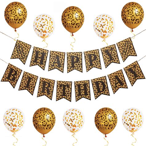 Pirese Cheetah Happy Birthday Banner Cheetah Birthday Decorations