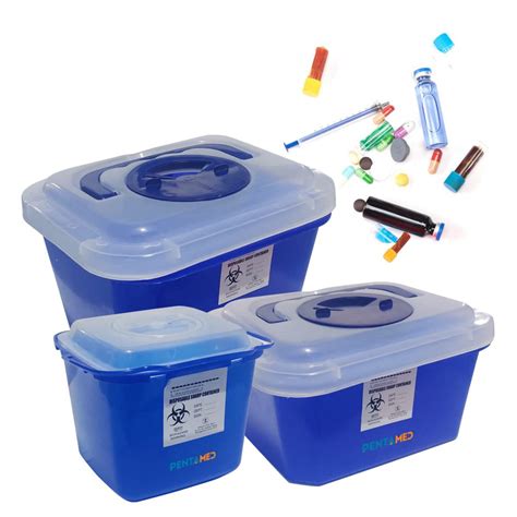 Pentamed Blue Sharps Containers Biohazard Needle And Syringe Disposal