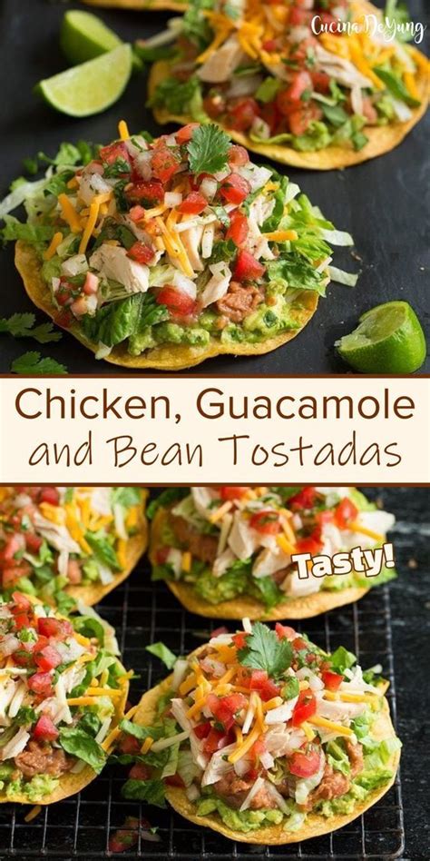 The BEST Chicken Guacamole And Bean Tostadas Receitas Receitas