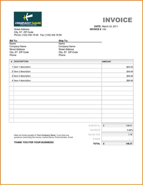 Quickbooks Invoice Templates Free Download