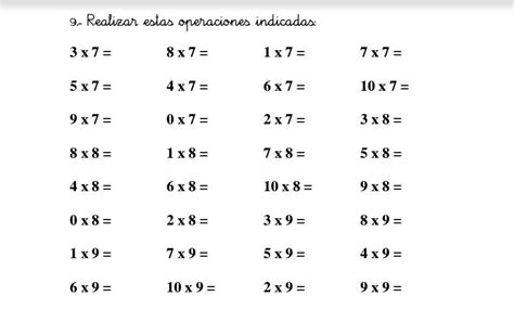 Fichas Para Repasar Las Tablas De Multiplicar