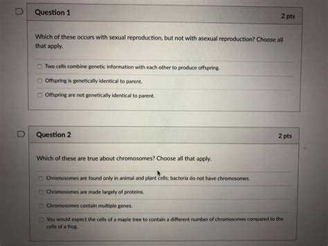 Solved Question 1 2 Pts Which Of These Occurs With Sexual