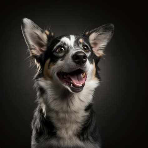 Un Perro Con Pelaje Blanco Y Negro Est Mirando Hacia Arriba Foto