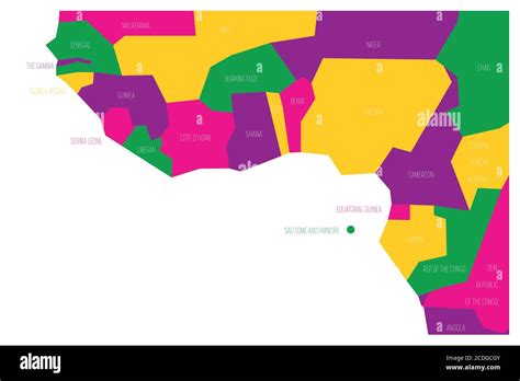 Countries of Guinea Gulf - Western Africa. Simplified and schematic ...