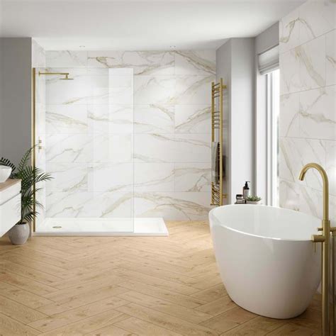 Idyllic Gold Marble Effect Matt Large Ceramic Wall Tile | TileMountain ...