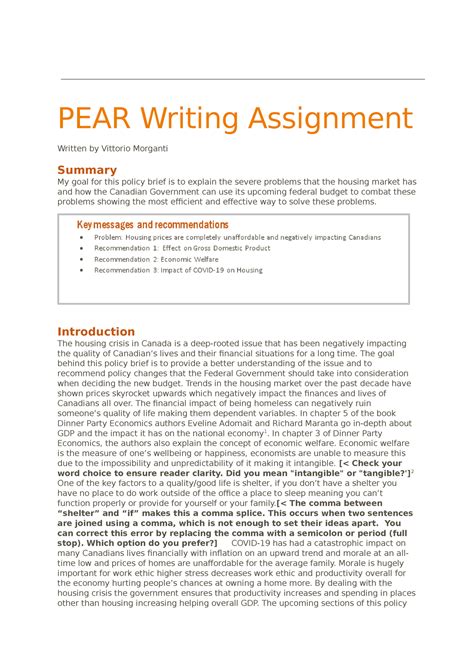 ECON 1100 PEAR Writing Assignment 2021 PEAR Writing Assignment