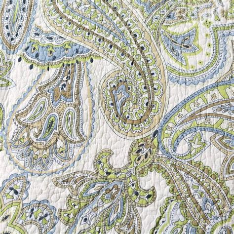 Brandream Green Paisley Quilt Bedding Set Luxury Oversized Queen Quilt