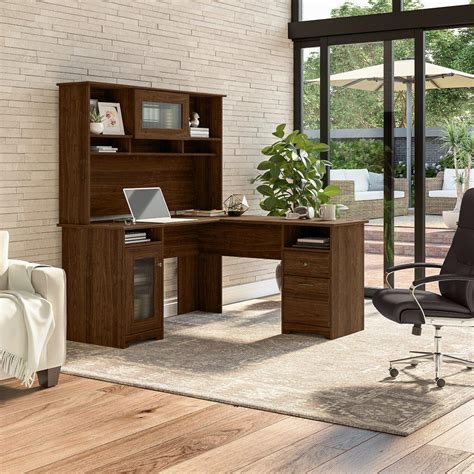 Bush Furniture Cabot W L Shaped Computer Desk With Hutch And Storage