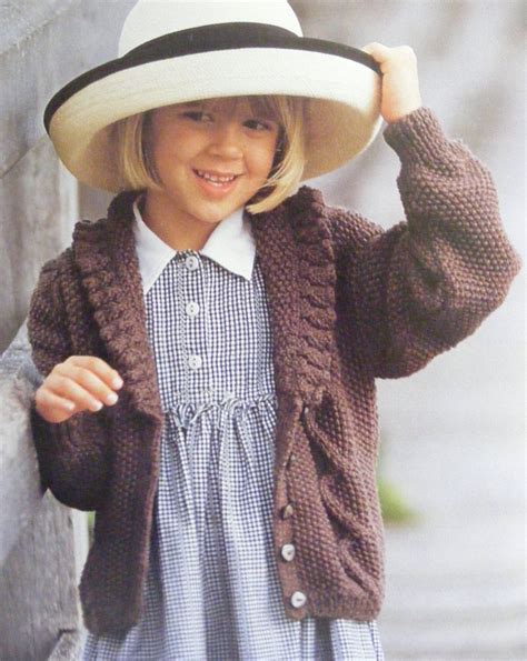 Girls Aran Cardigan Knitting Pattern Pdf Childrens 24 26 28 And 30