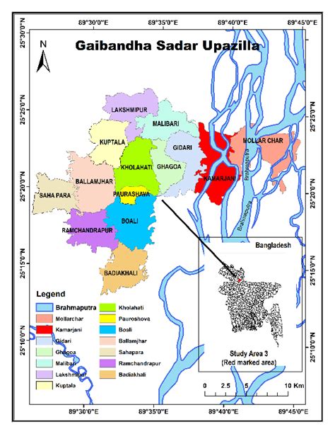 7: Location map of the Gaibandha Sadar Upazila, Gaibandha district ...