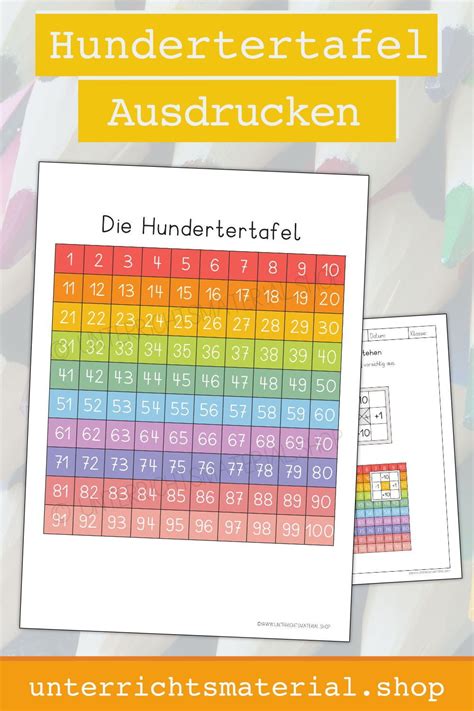 Hundertertafel Zum Ausdrucken Das Hunderterfeld Hilft Den Sch Lern Beim