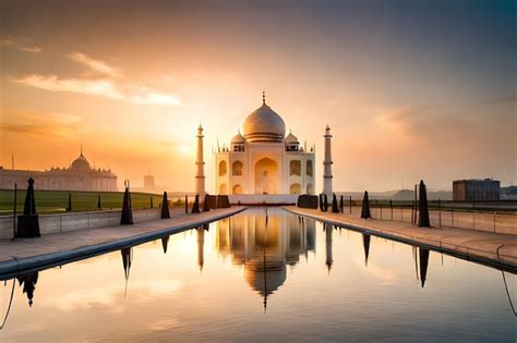 Premium AI Image | Taj mahal with reflection in the water