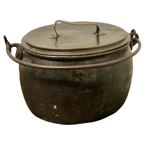 19th Century Copper Cooking Pot Cauldron With Lid For Sale At 1stdibs