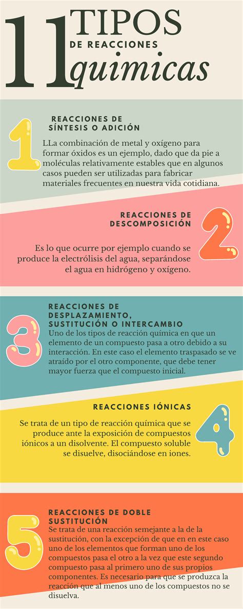 Infografía adsdsdsdsdsdsdssds 11 TIPOS DE REACCIONES