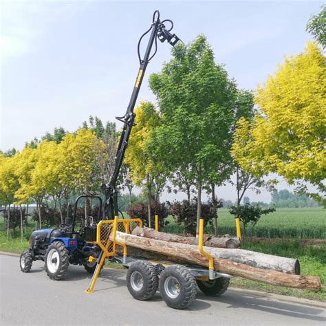 Pto ATV Timber Crane Loader For Trailer With Log Grapple Log Trailer