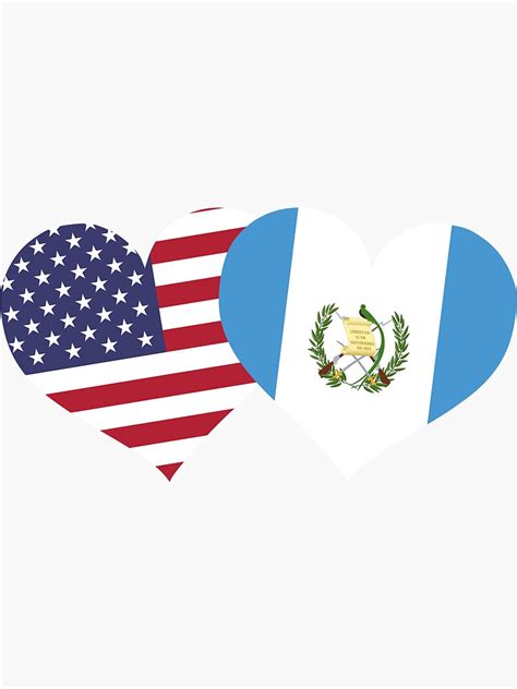 Guatemala Flag USA Flag Love Heart Sticker By TrevelyanPrints Redbubble